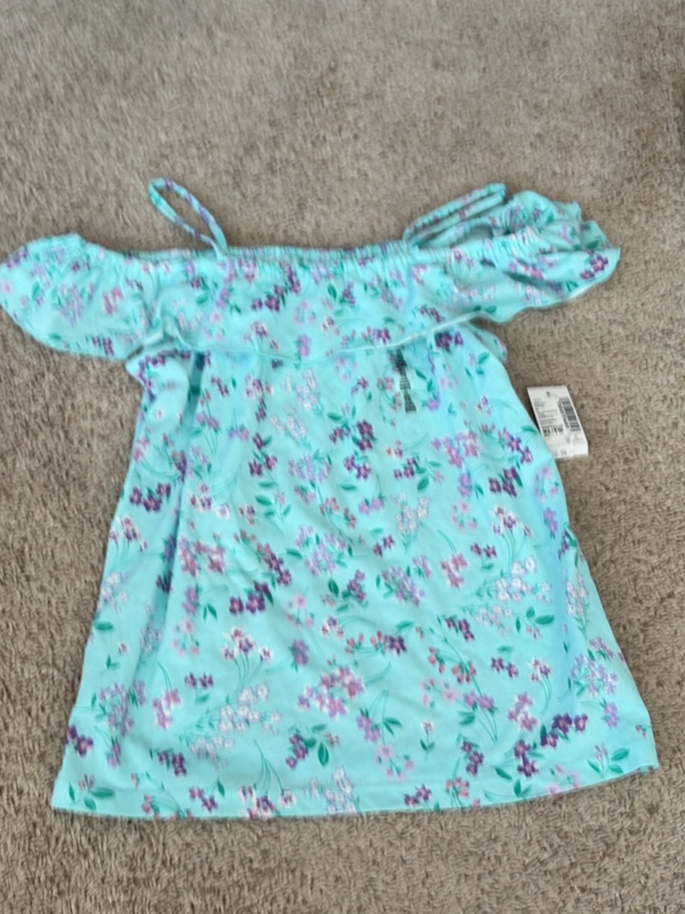 The Children's Place Aqua Floral Off-Shoulder Tank Top